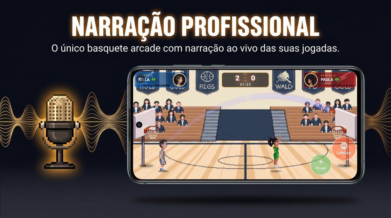 Slam Stars — jogo de basquete arcade com narração profissional ao vivo