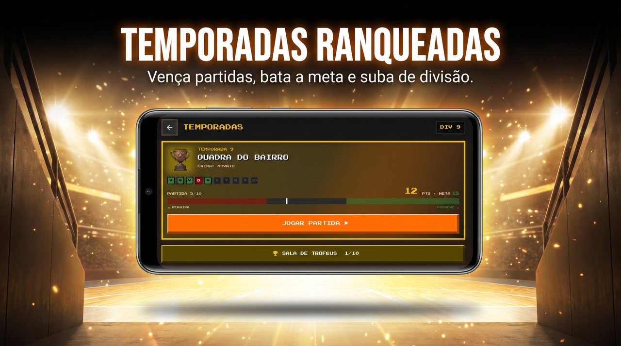 Temporadas ranqueadas com troféus no jogo de basquete Slam Stars